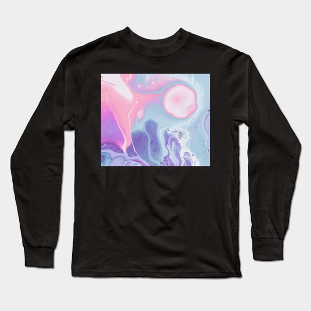 Pink and Blue Marble Long Sleeve T-Shirt by timegraf